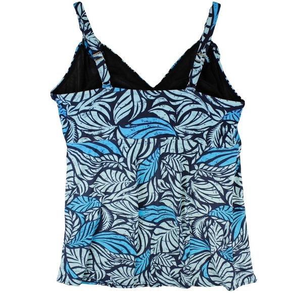 Swimsuits for All Blue Leaves Printed V-Neck Swim Dress Vacation Resort Beach 22 - Picture 5 of 9